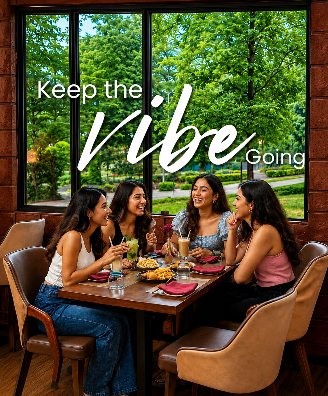 Enjoying food at Hill View Cafe, Karjat